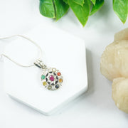Navratna Silver Pendant: Oval - Love Rocks